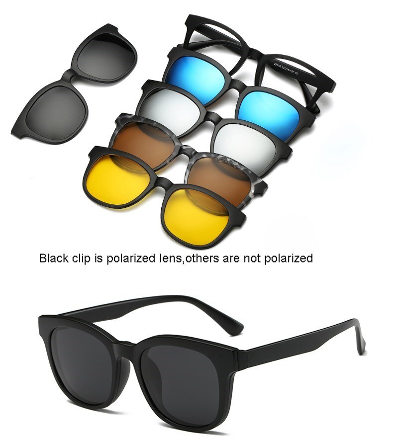 5 In 1 Custom Men Women Polarized Optical Magnetic Sunglasses Clip Magnet Clip on Sunglasses Polaroid Clip on Sun Glasses