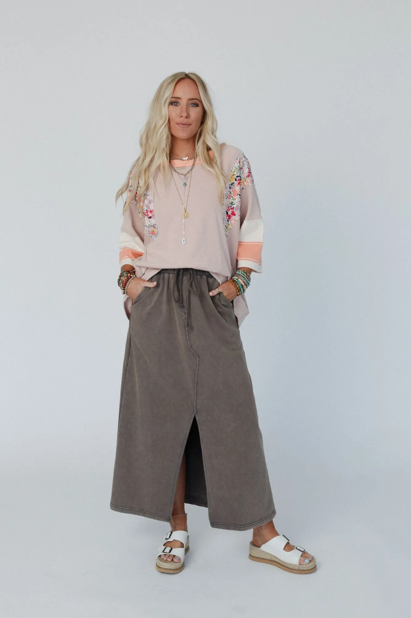 Bottom Line Drawstring Skirt - Ash