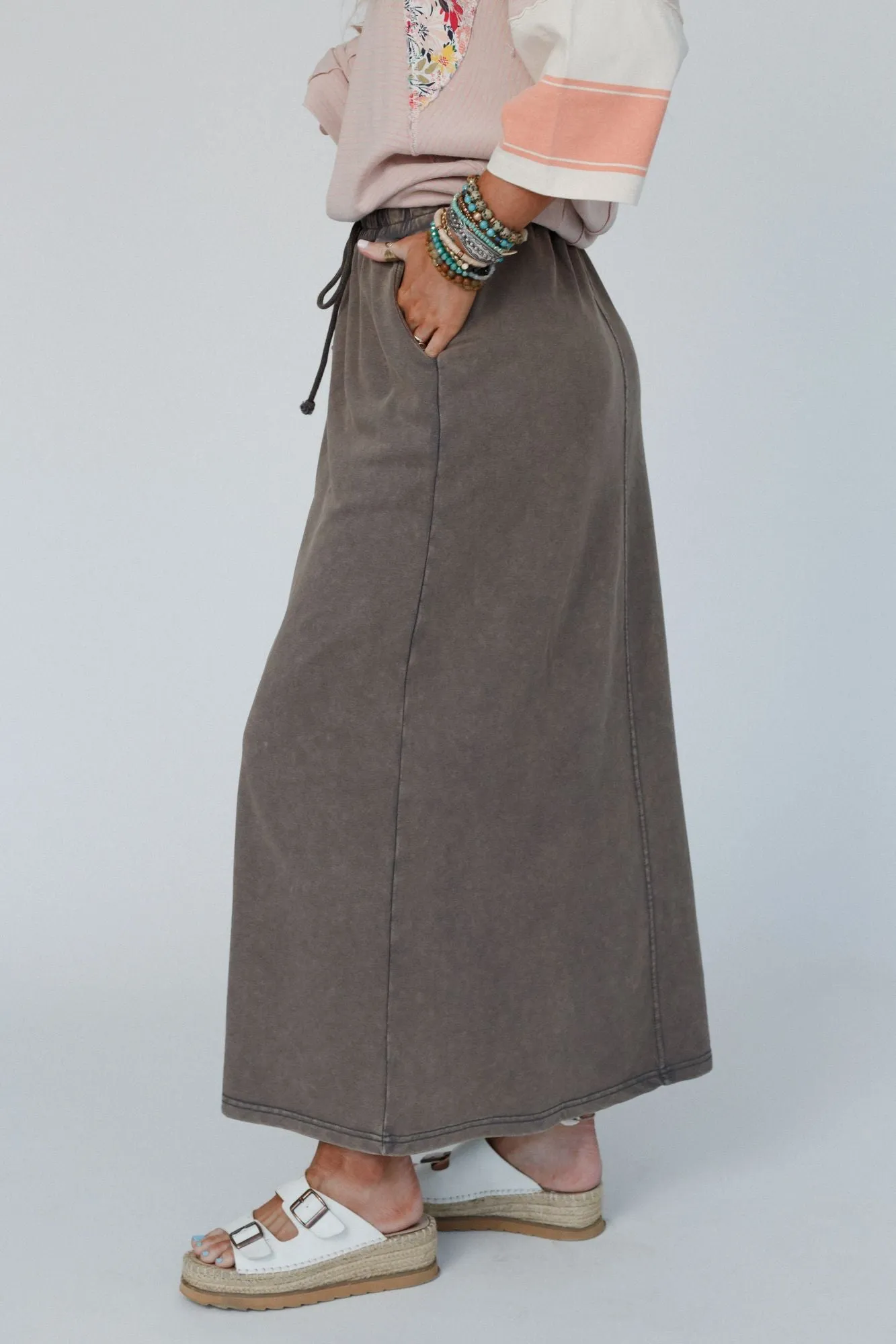 Bottom Line Drawstring Skirt - Ash