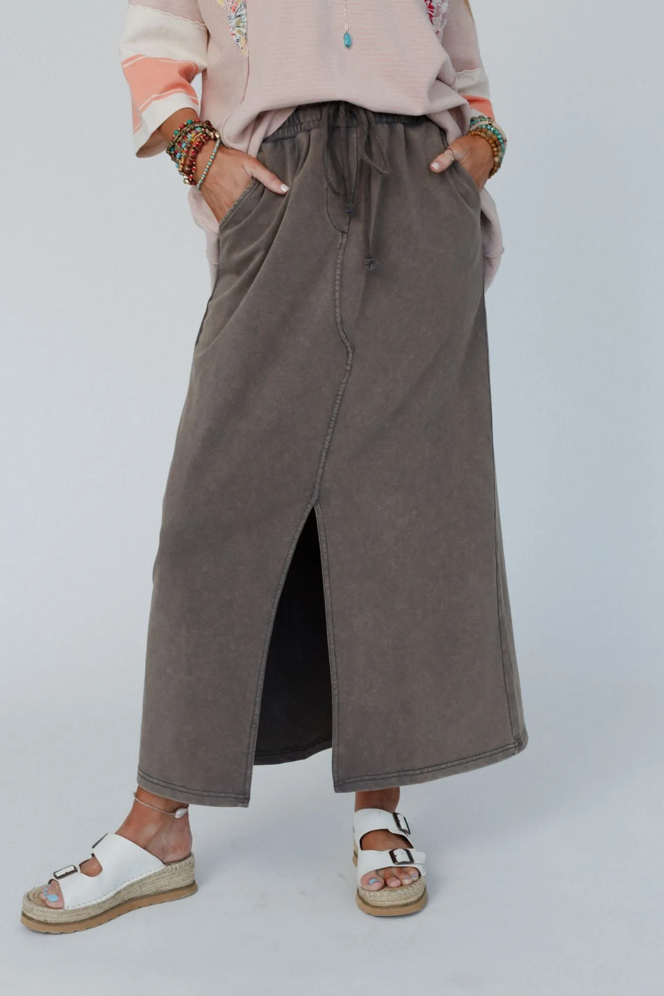 Bottom Line Drawstring Skirt - Ash