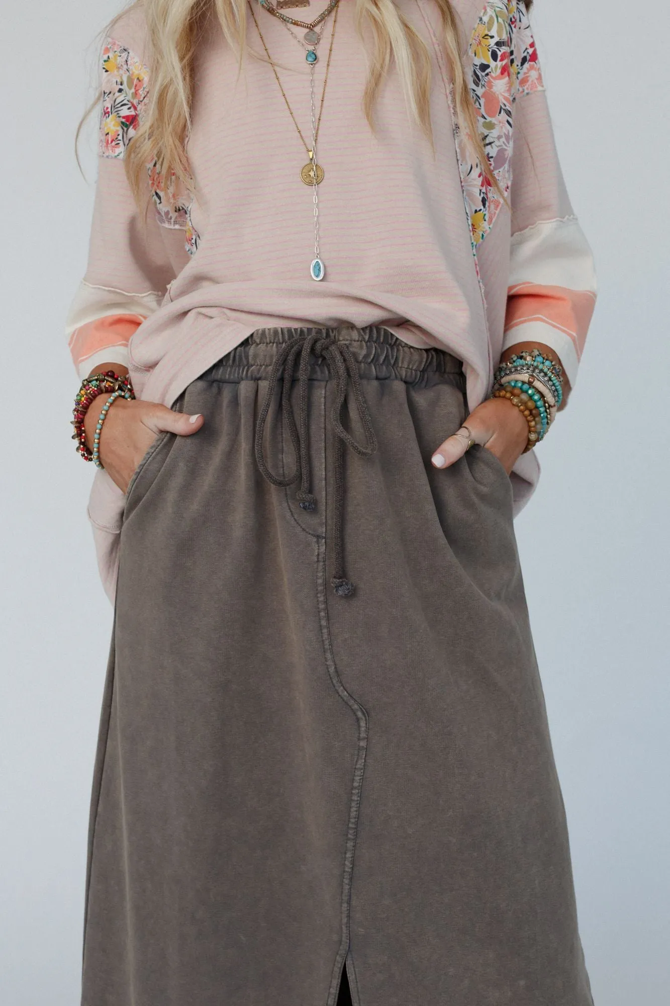 Bottom Line Drawstring Skirt - Ash