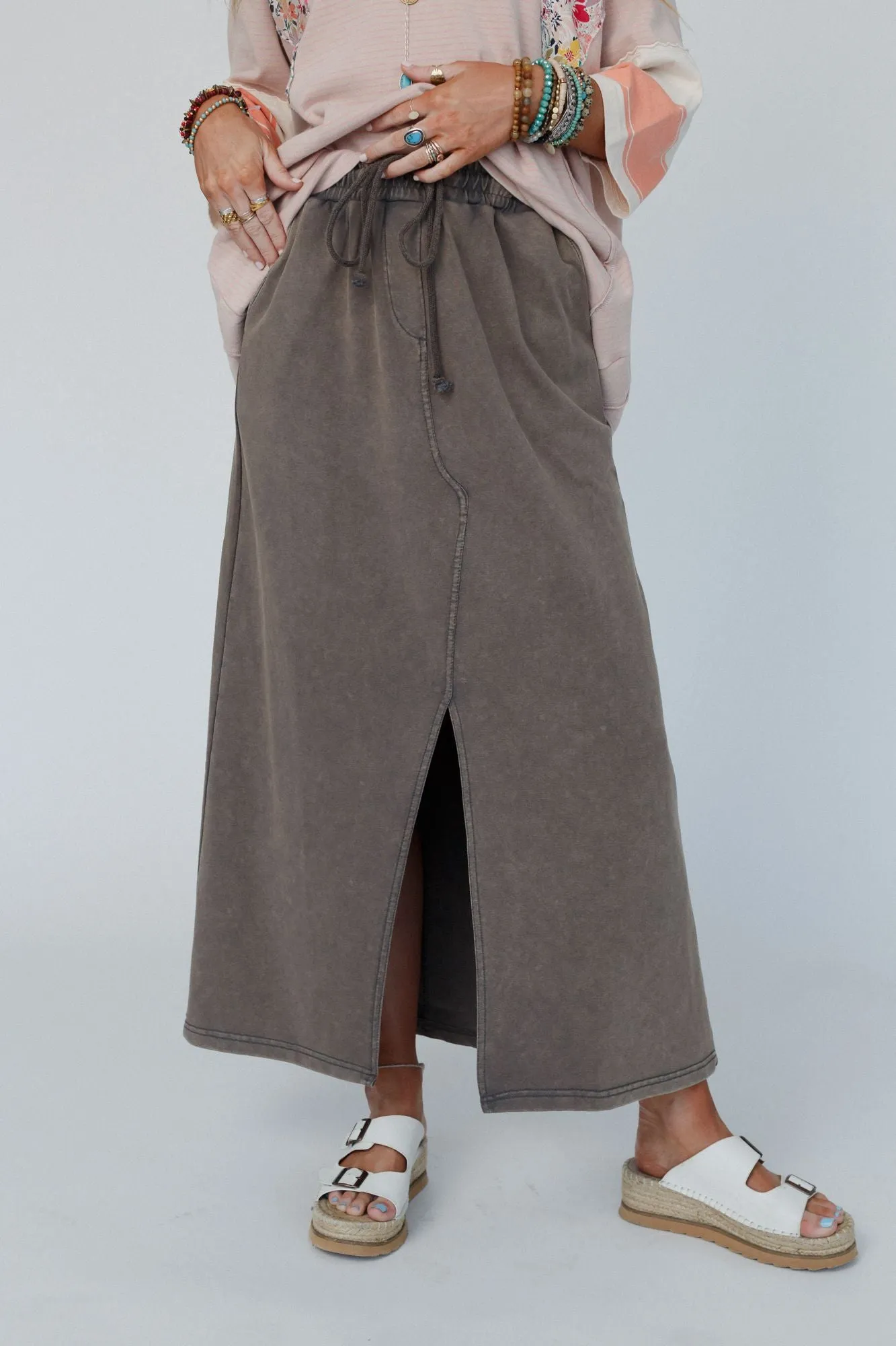 Bottom Line Drawstring Skirt - Ash