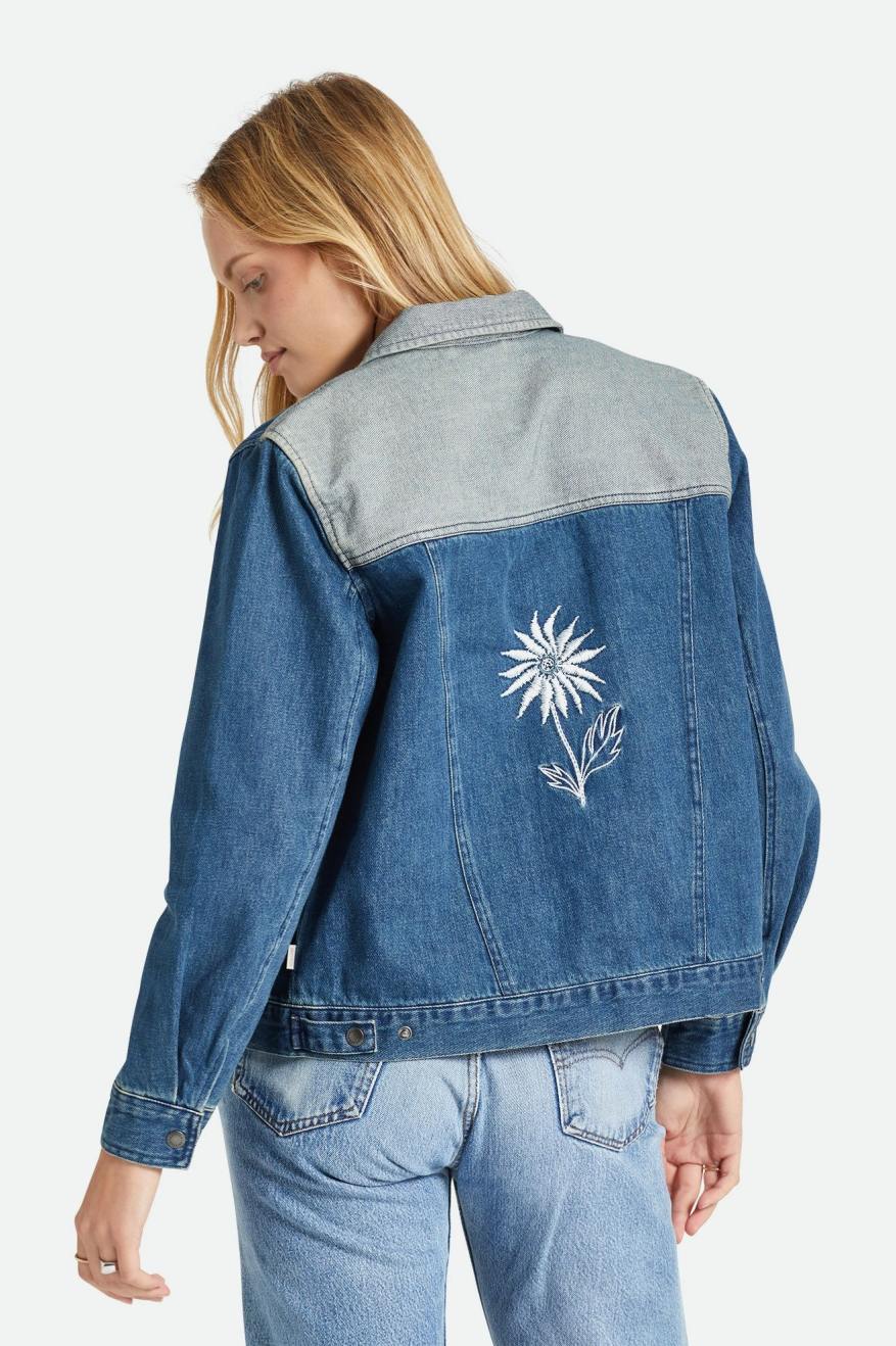 Cable Womens Embroidered Jacket - Two Tone Indigo