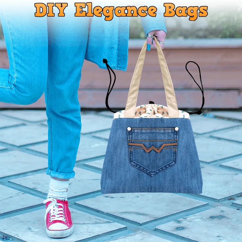 Denim Drawstring Bag PDF Download Pattern (3 sizes included)