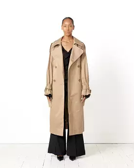 Double-Breasted Trench Coat in Cold Beige