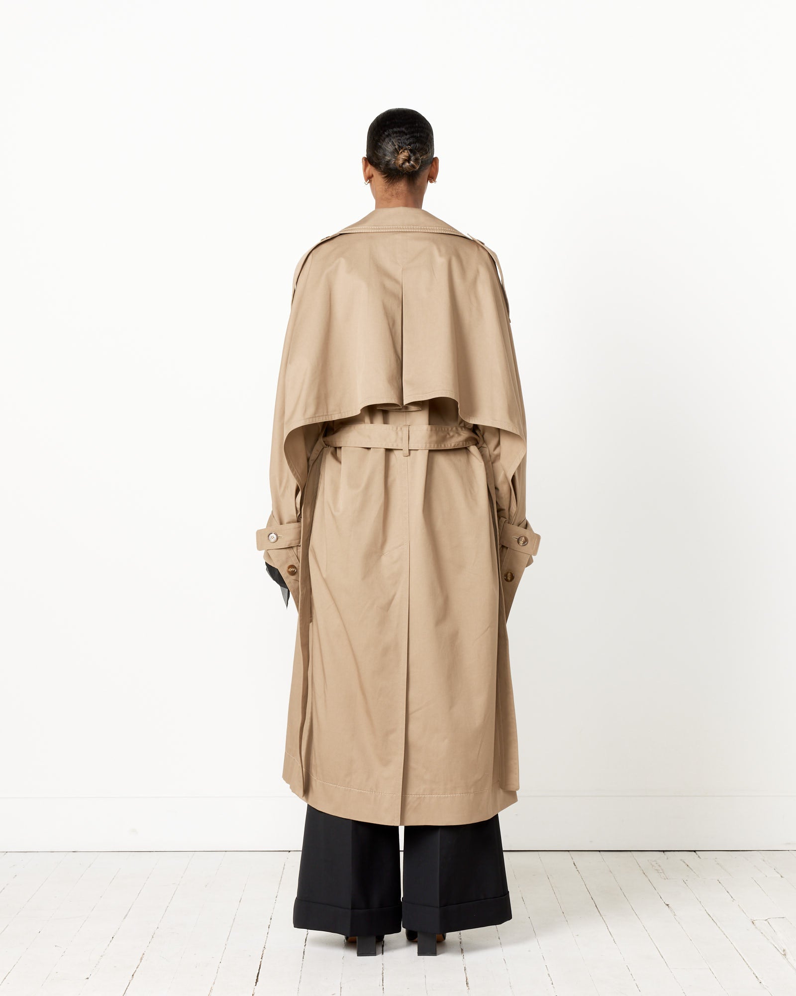 Double-Breasted Trench Coat in Cold Beige