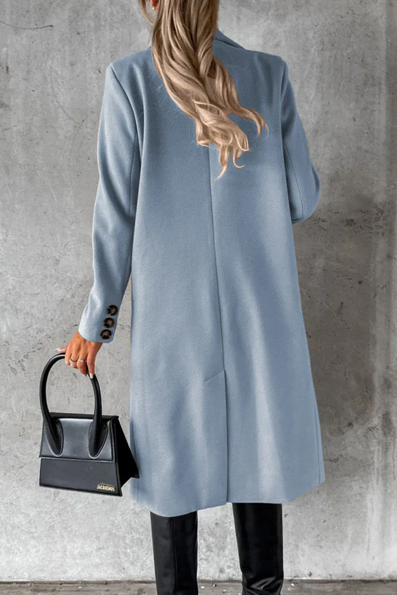 Elegant Solid Buttons Turndown Collar Outerwear(8 Colors)