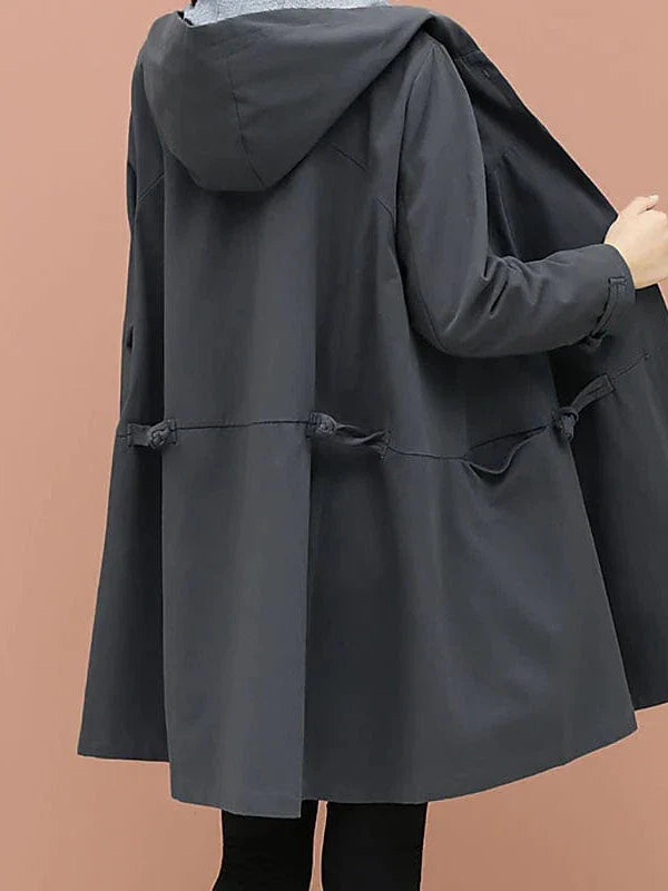 Elegant Windproof Hooded Trench Coat for Women