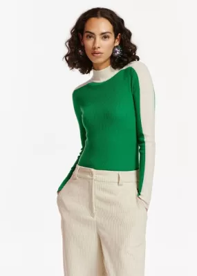 Essentiel Antwerp Estoy Turtleneck Sweater - Green/Off-White: XS