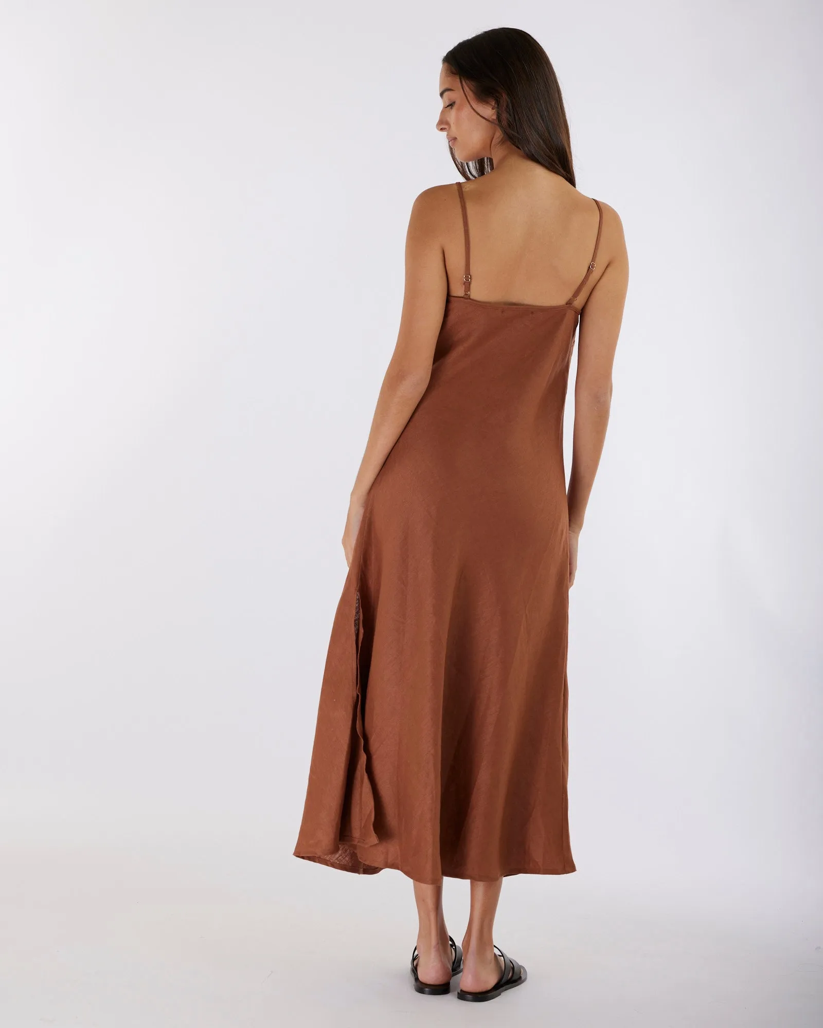 Evangeline Linen Dress - Cinnamon