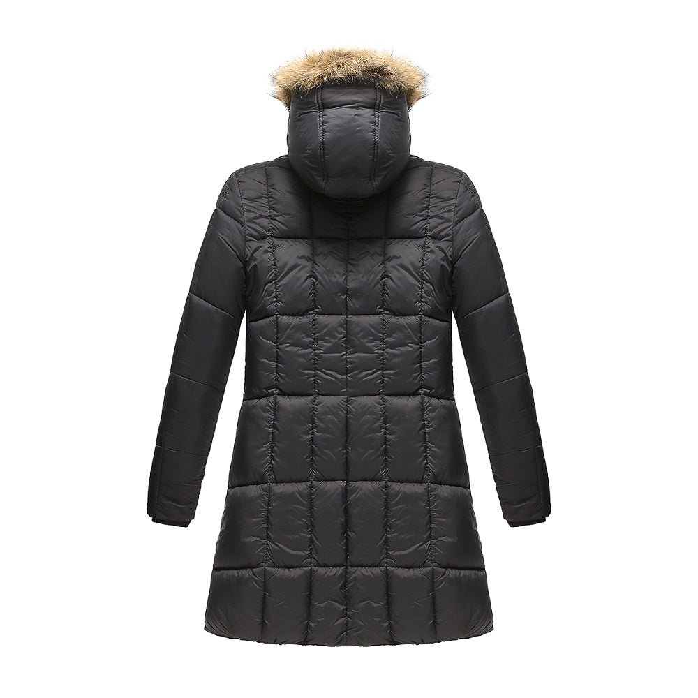 Haute Edition Women's Mid-Length Puffer Parka Coat with Faux Fur-lined Hood