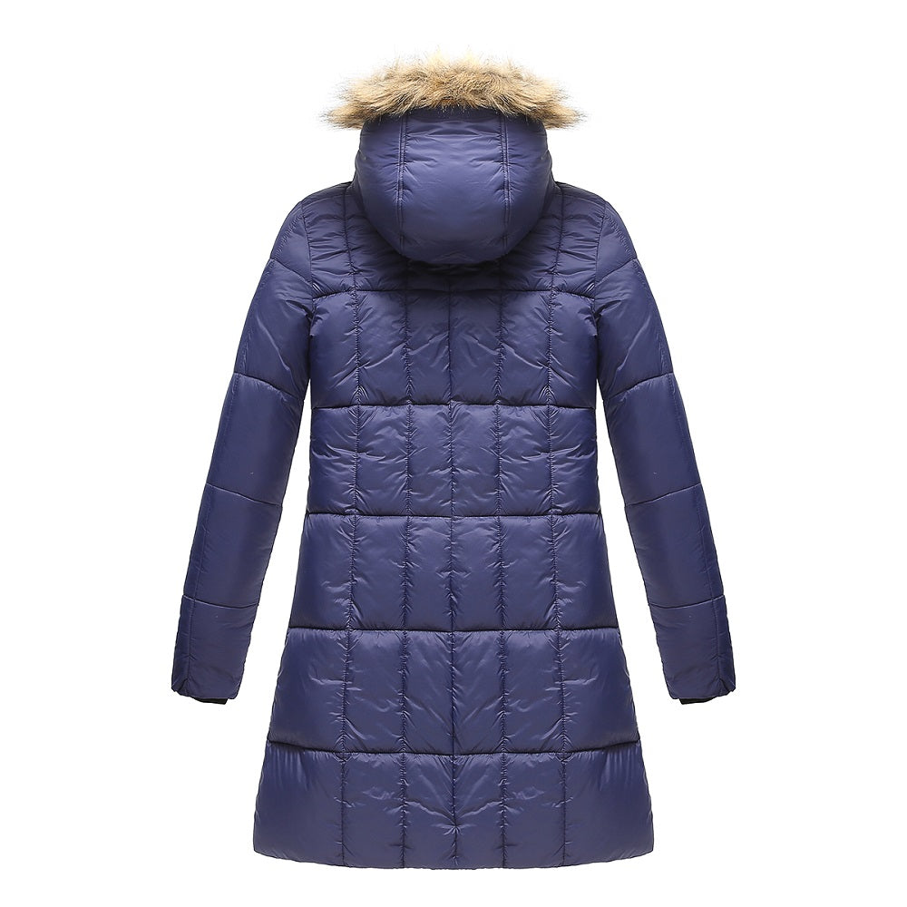 Haute Edition Women's Mid-Length Puffer Parka Coat with Faux Fur-lined Hood