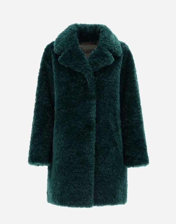 HERNO Coat in Curly Faux Fur