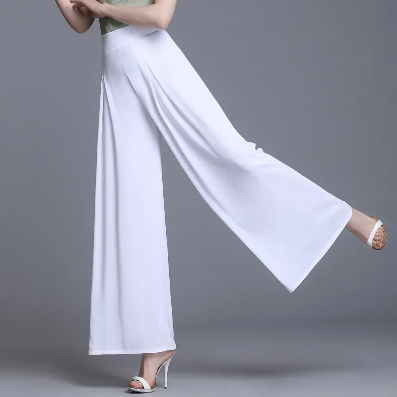 High Waist Chiffon Wide Leg Pants Women