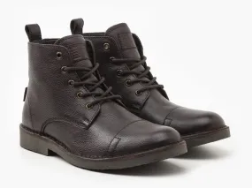 Levi's® Track Lace Up Leather Boots Dark Brown