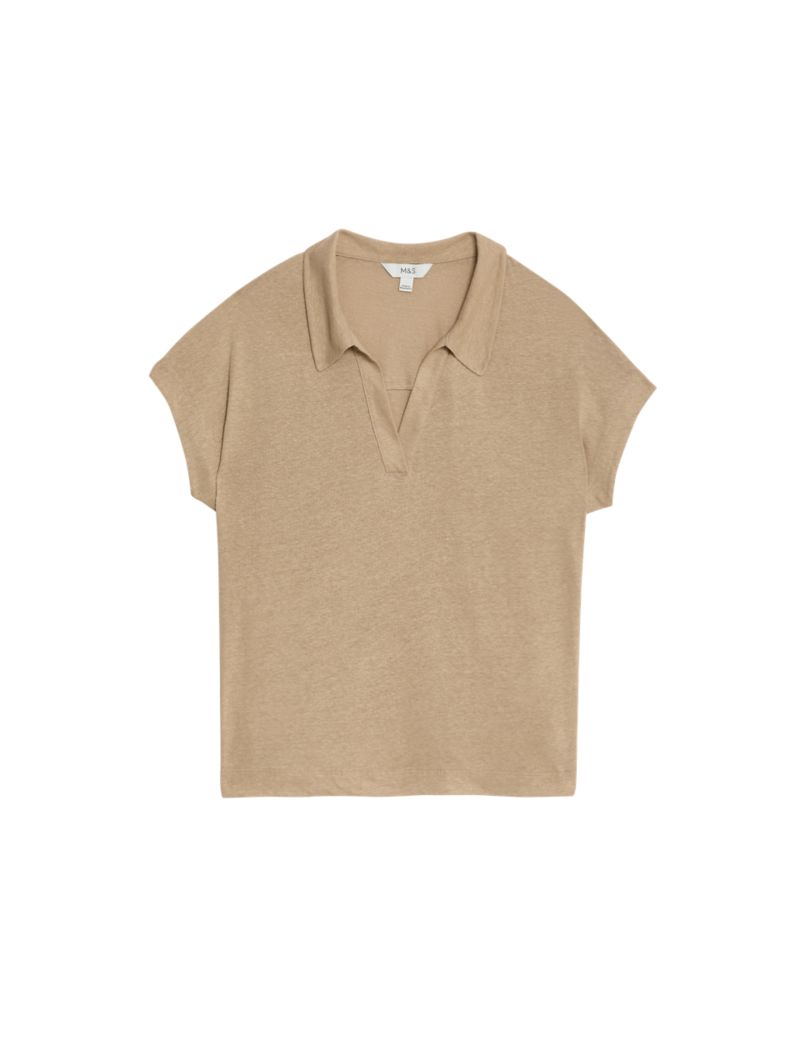 Linen Blend Collared Top