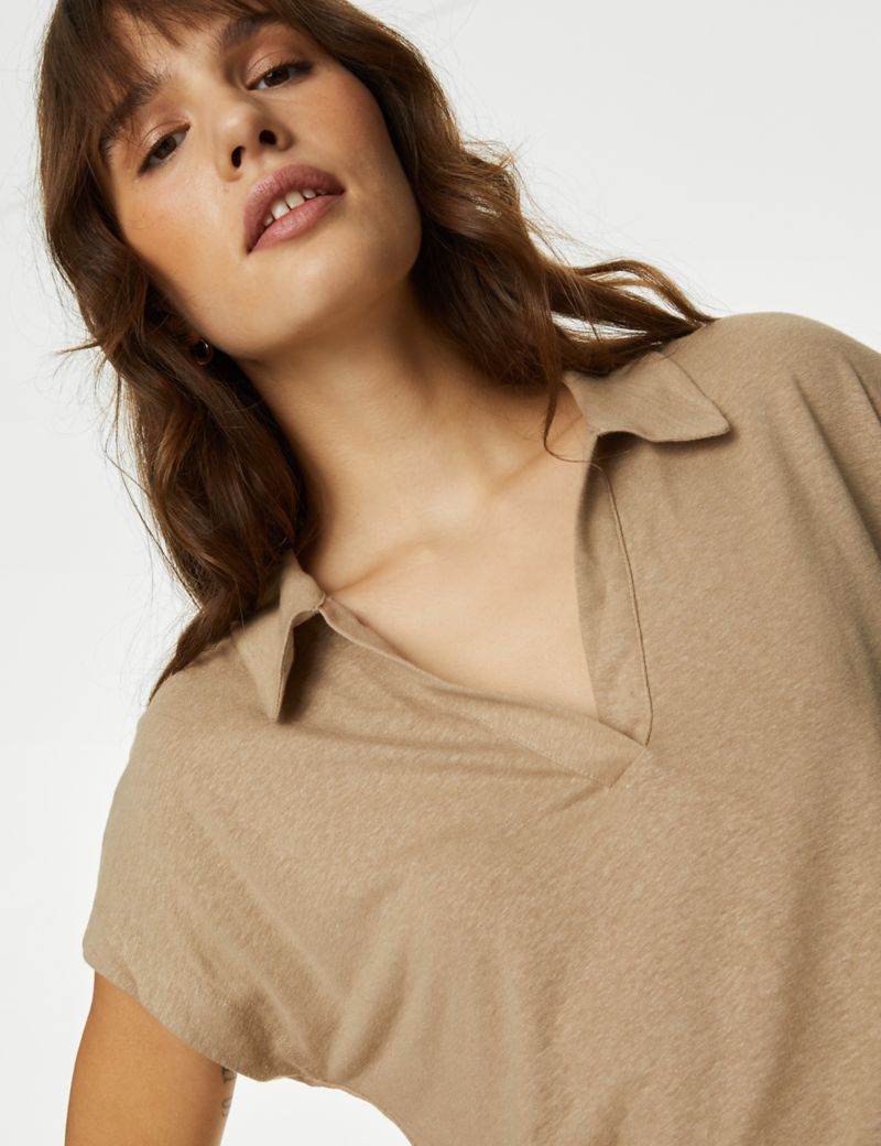 Linen Blend Collared Top