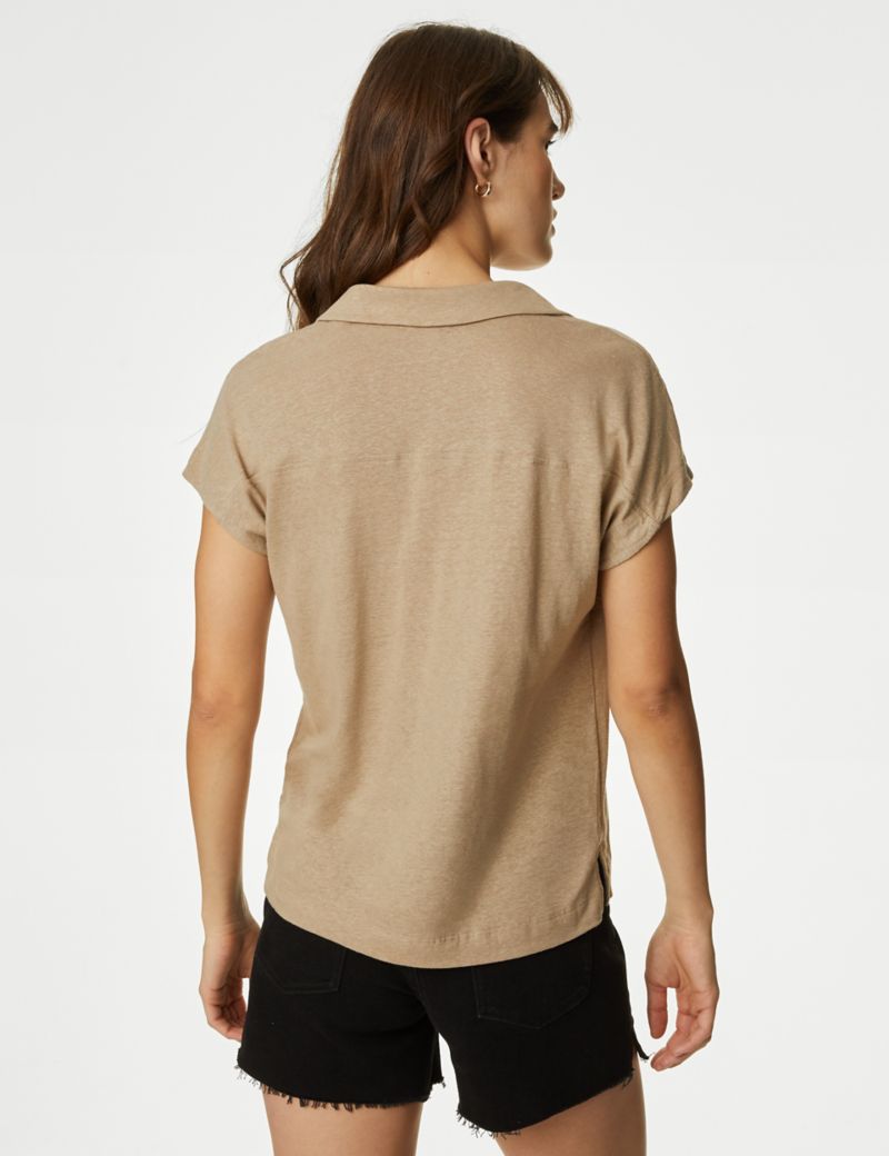 Linen Blend Collared Top