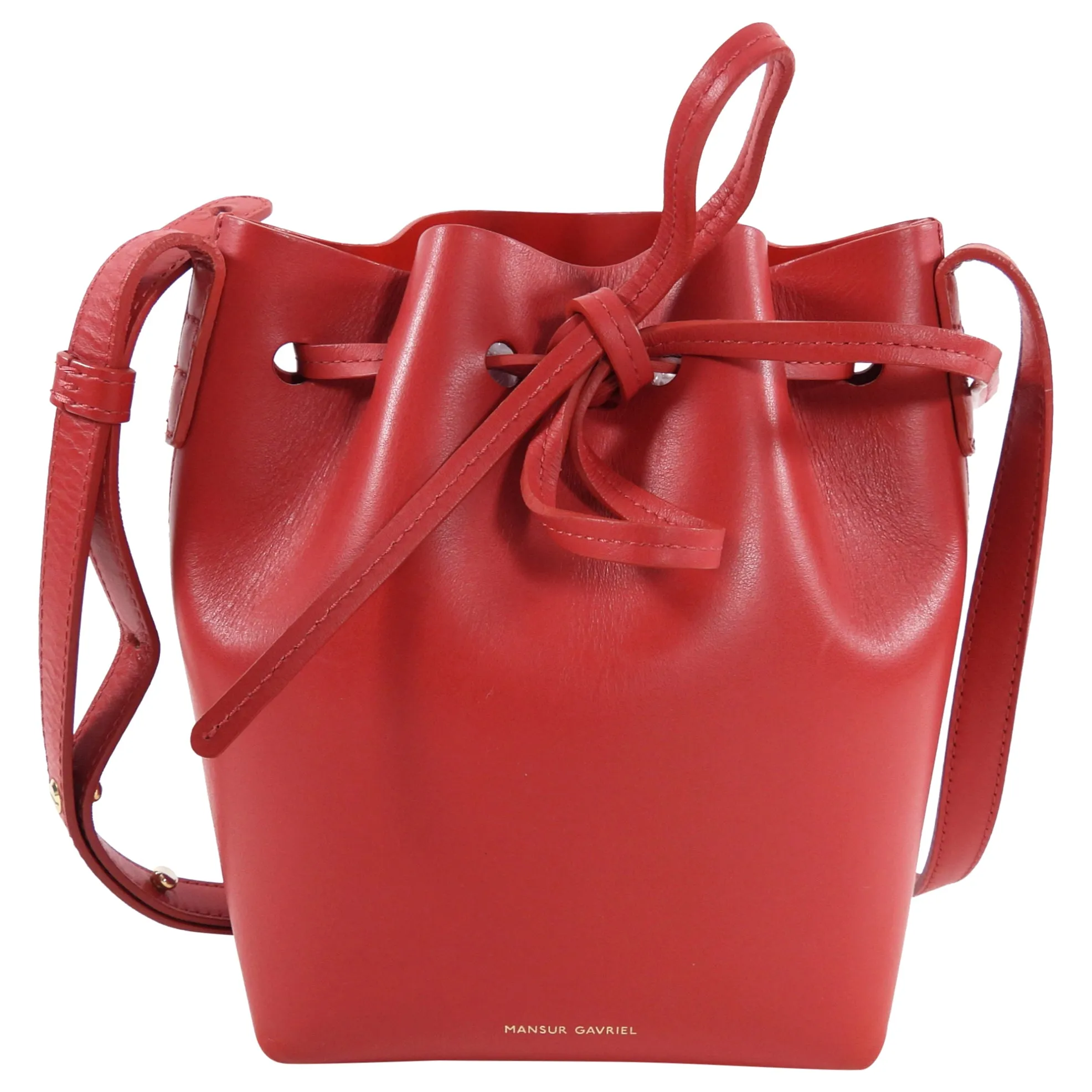 Mansur Gavriel Red Mini Mini Drawstring Bucket Bag