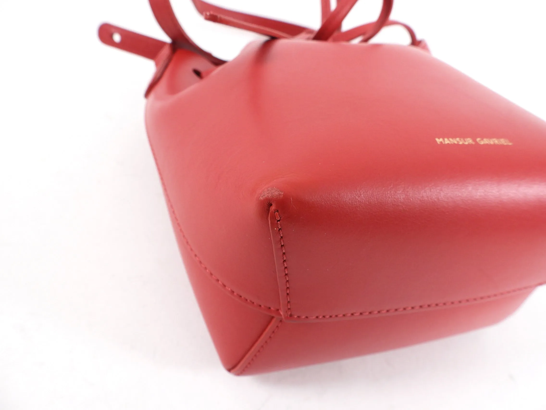 Mansur Gavriel Red Mini Mini Drawstring Bucket Bag