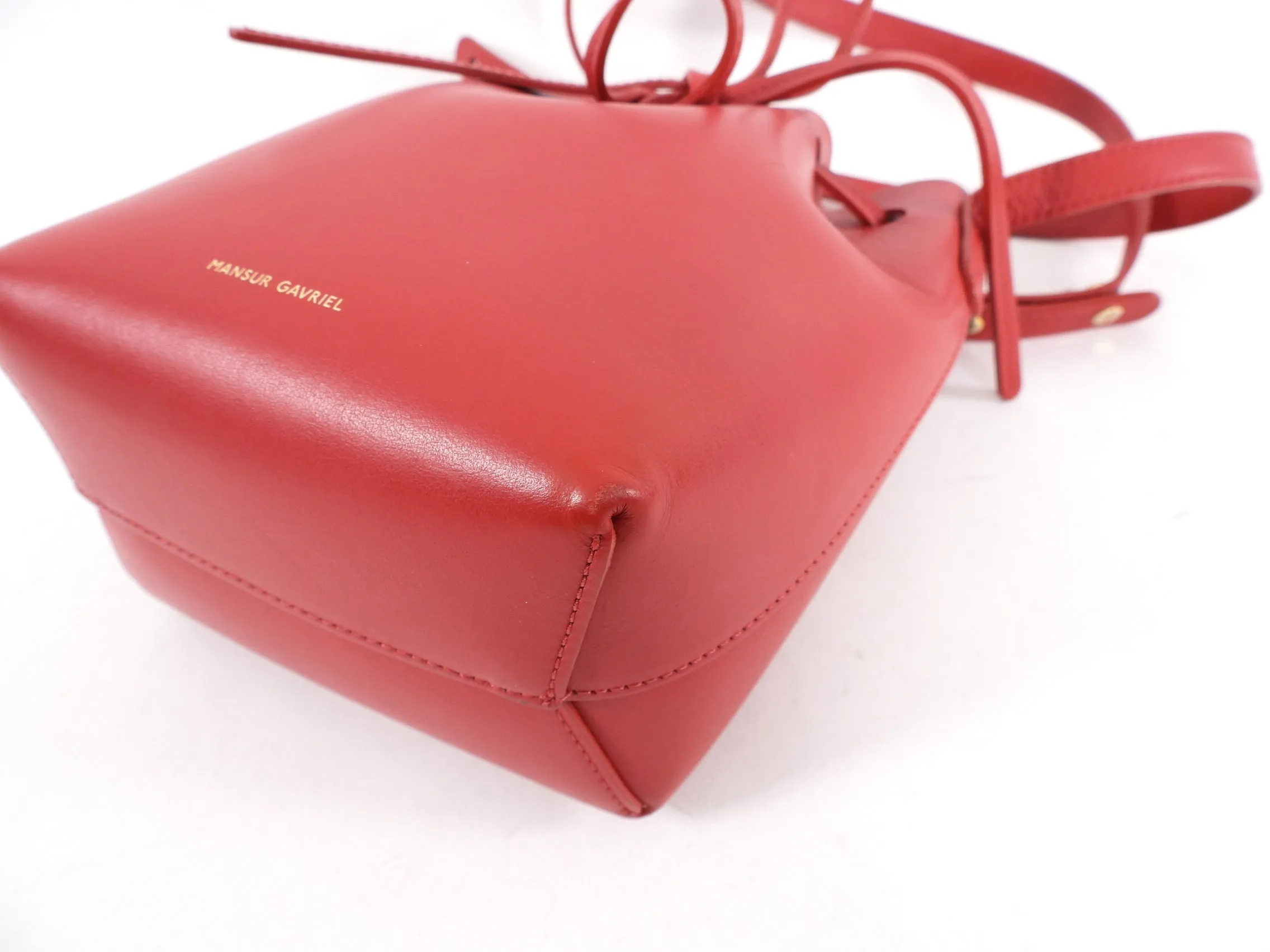 Mansur Gavriel Red Mini Mini Drawstring Bucket Bag