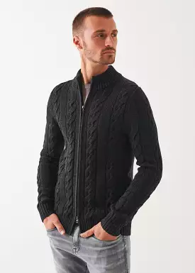 MERINO CABLE KNIT ZIP CARDIGAN