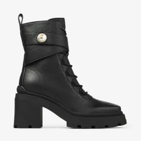 Noemi 80 Black Leather Ankle Boots