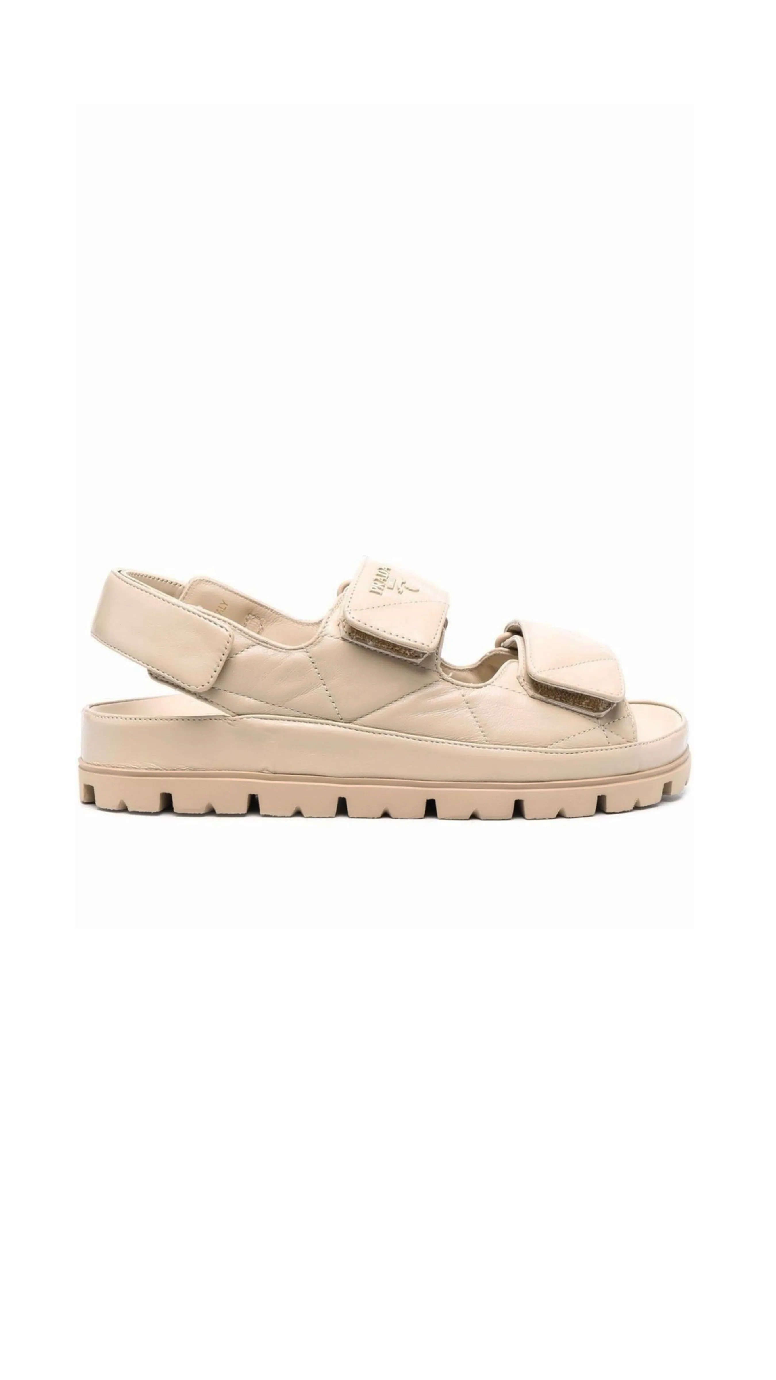 Padded Nappa Leather Sandals - Beige