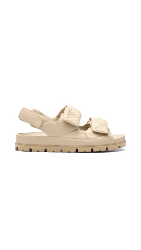 Padded Nappa Leather Sandals - Beige