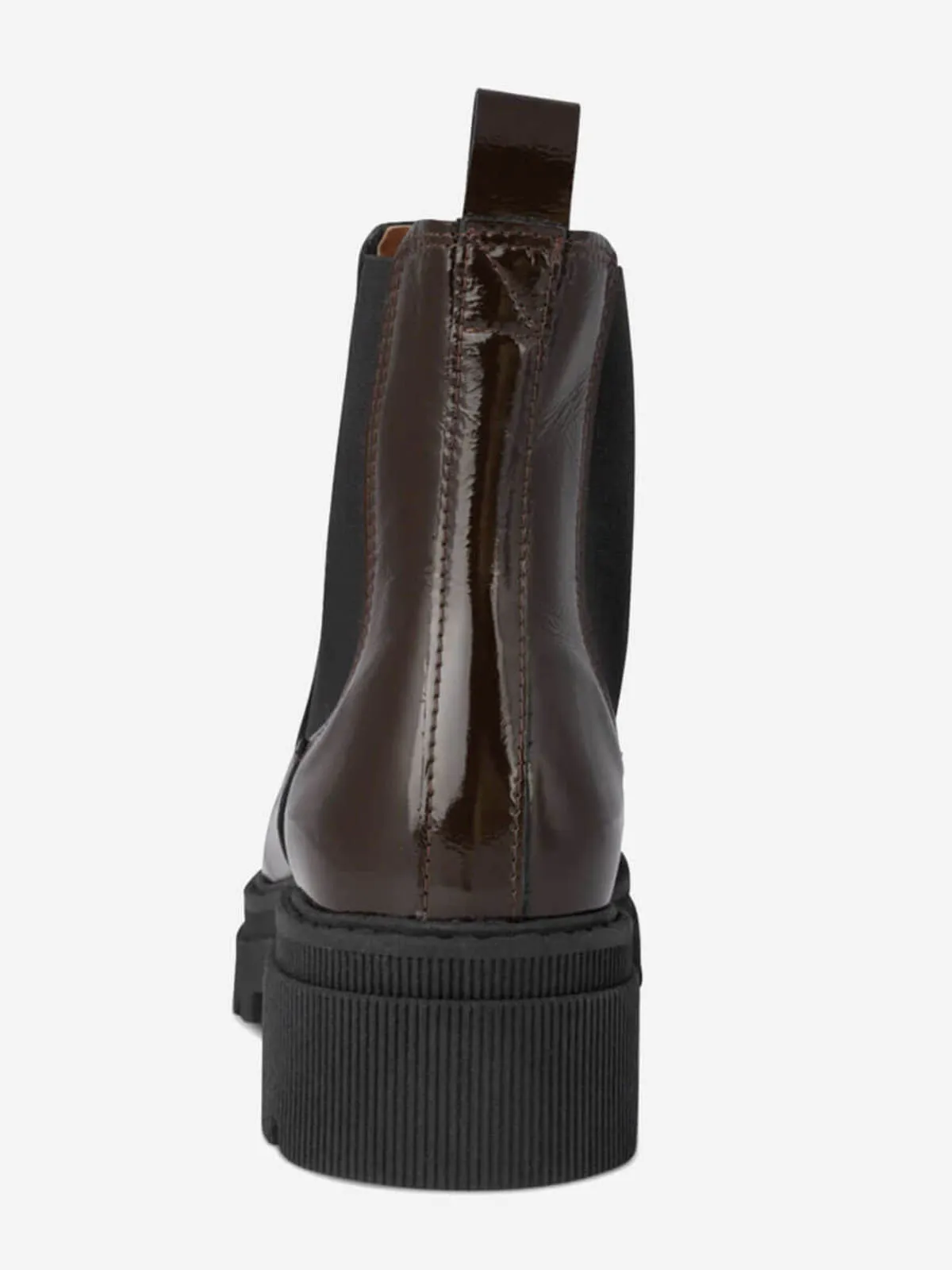 Sanna Chelsea Patent Boots - Chocolate