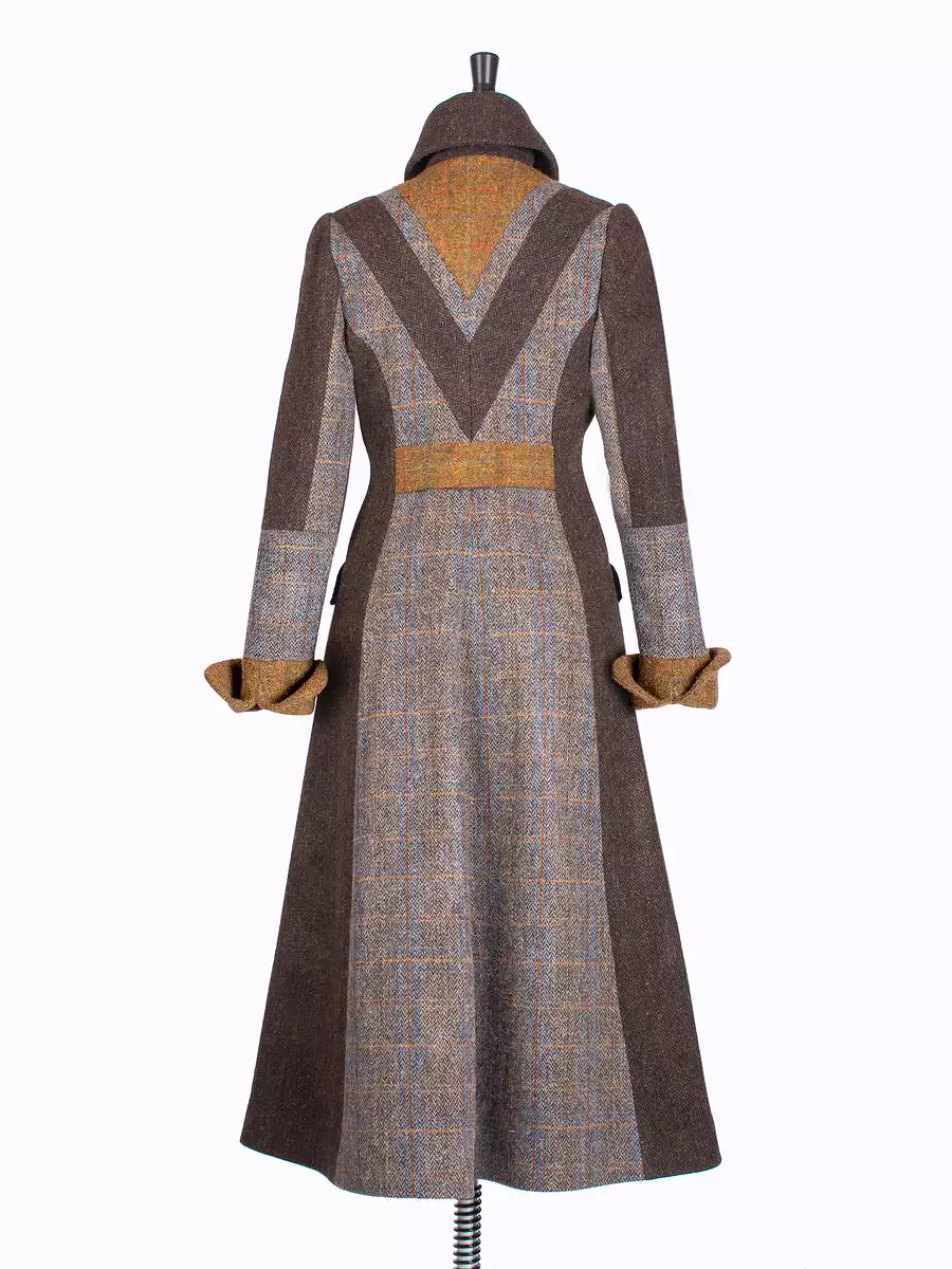 Sara Tiara Harris Tweed Long Patch Coat