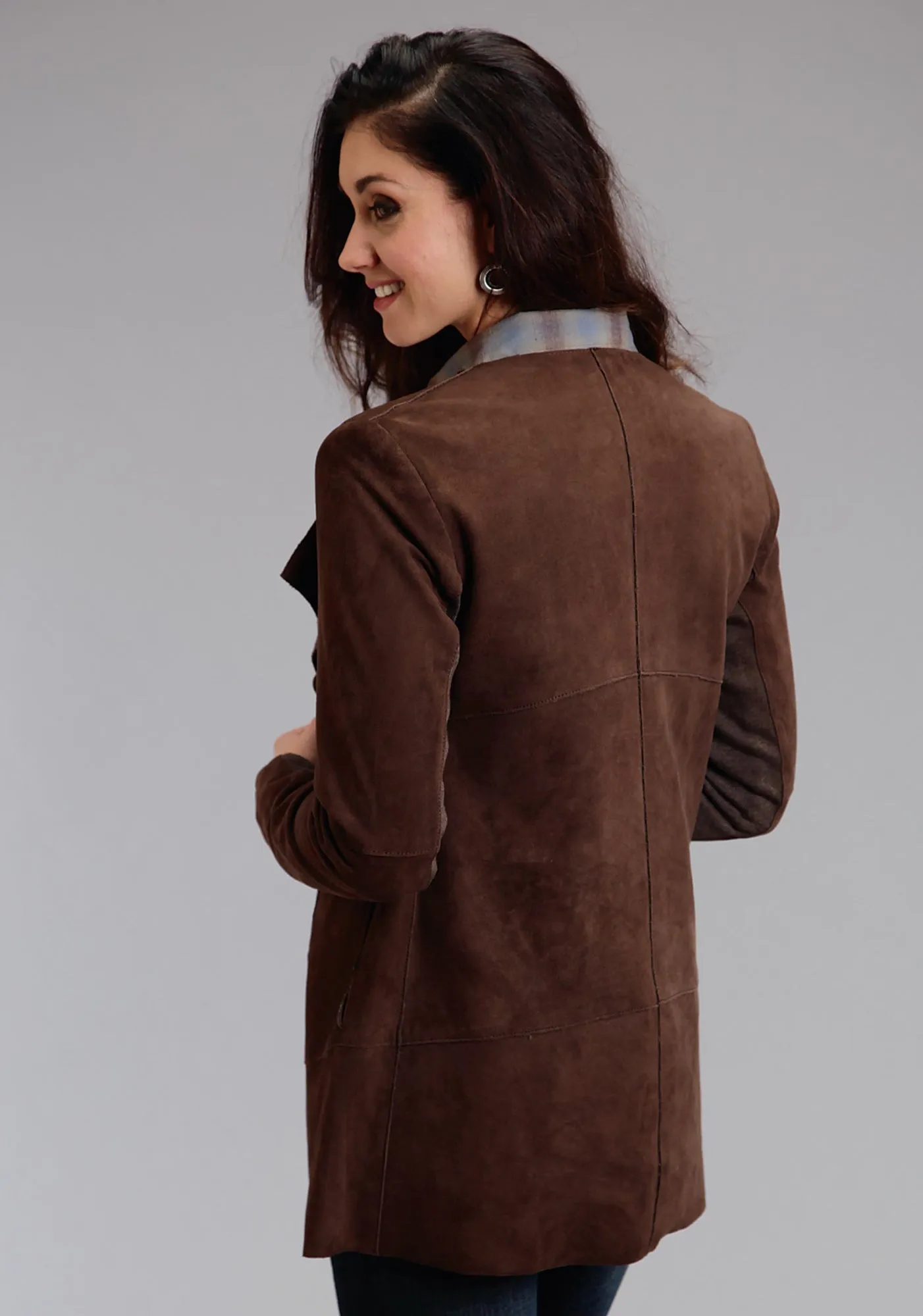 Stetson Long Lamb Ladies Brown Suede Leather Jacket