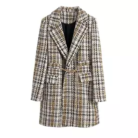 Tweed Plaid Women Coat