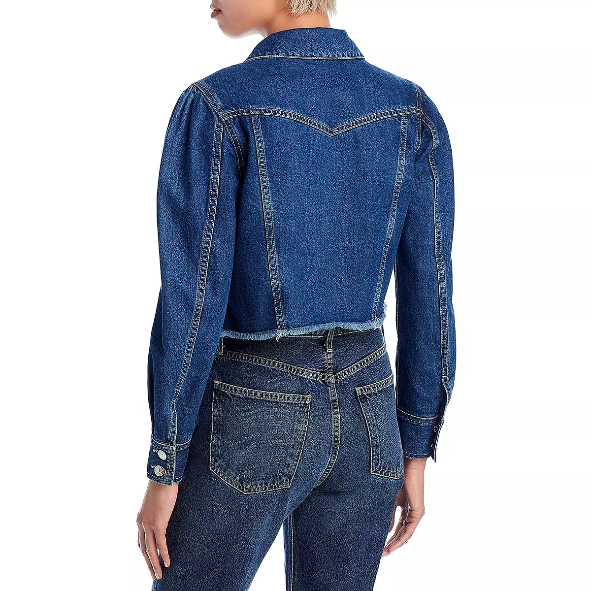 Veronica Beard Womens Sweeney Raw Hem Cropped Denim Jacket