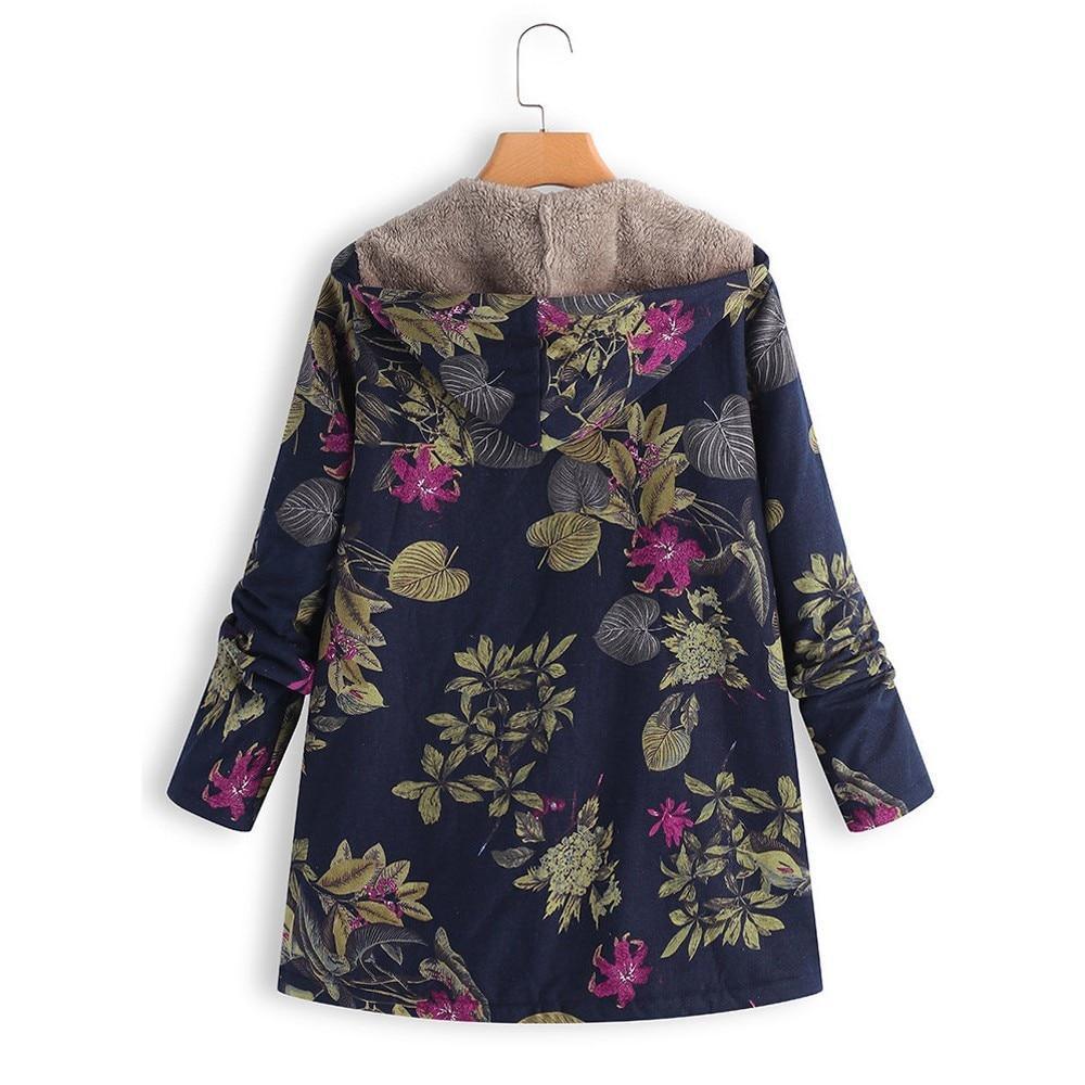 Winter Coat, Floral, Loose Plus Size Coat