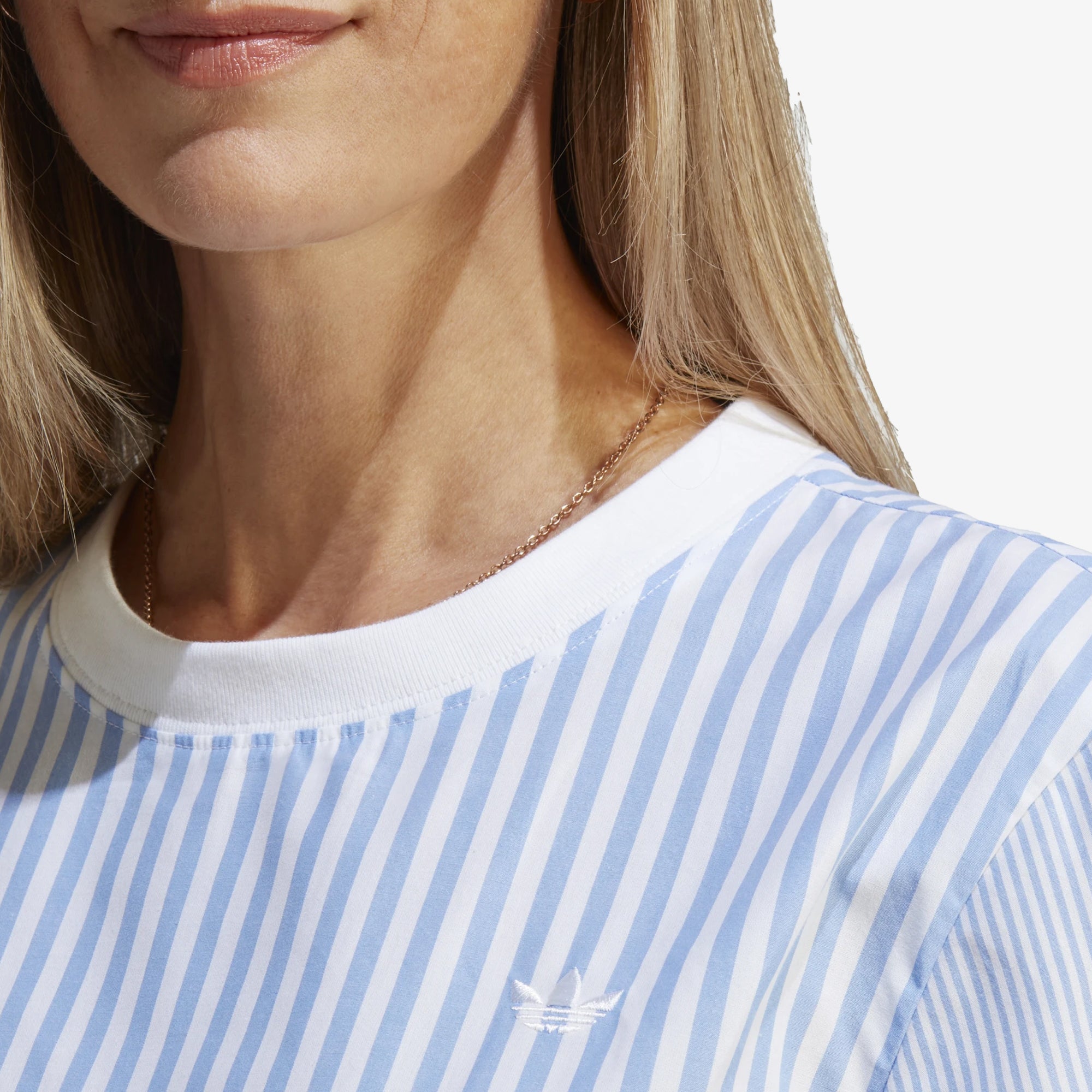 WMN'S PREMIUM ESSENTIALS POPLIN TEE 'WHITE/BLUE'