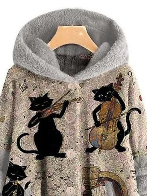 Women's Plus Size Animal Cat Teddy Hooded Winter Coat