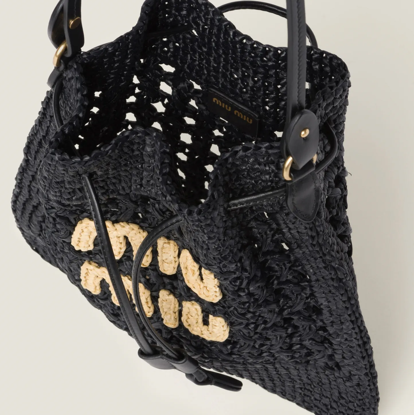 WOVEN FABRIC MINI-BAG - BLACK/ TAN